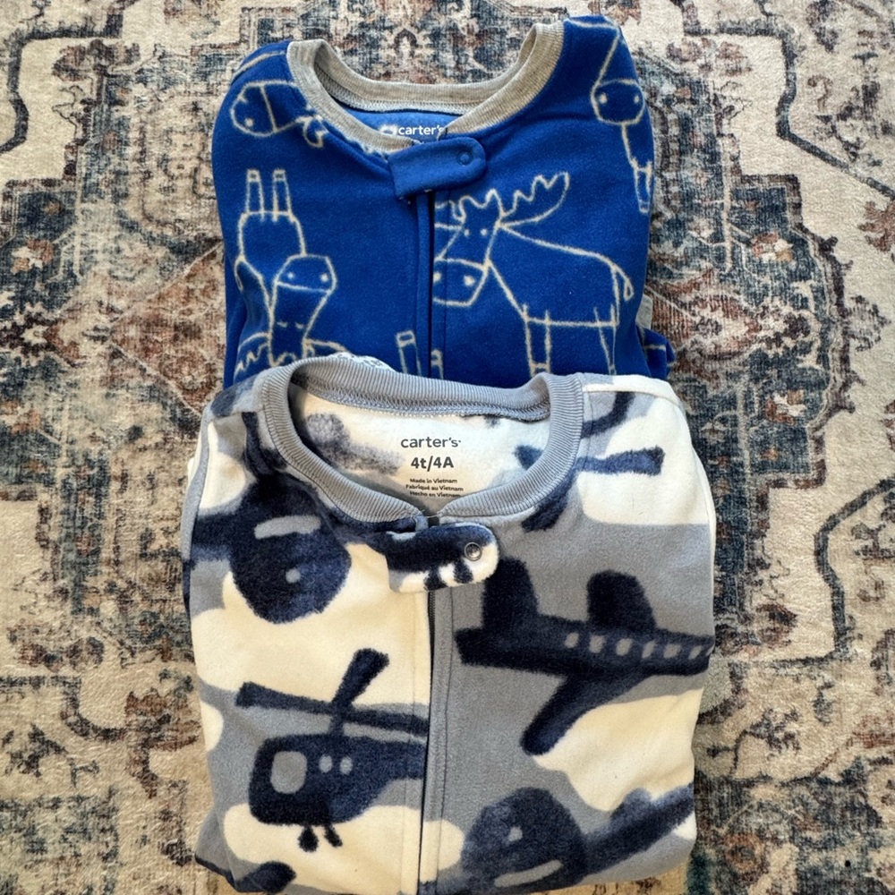 Carter's Navy and Light Gray Kids Pajama Set (Fleece)